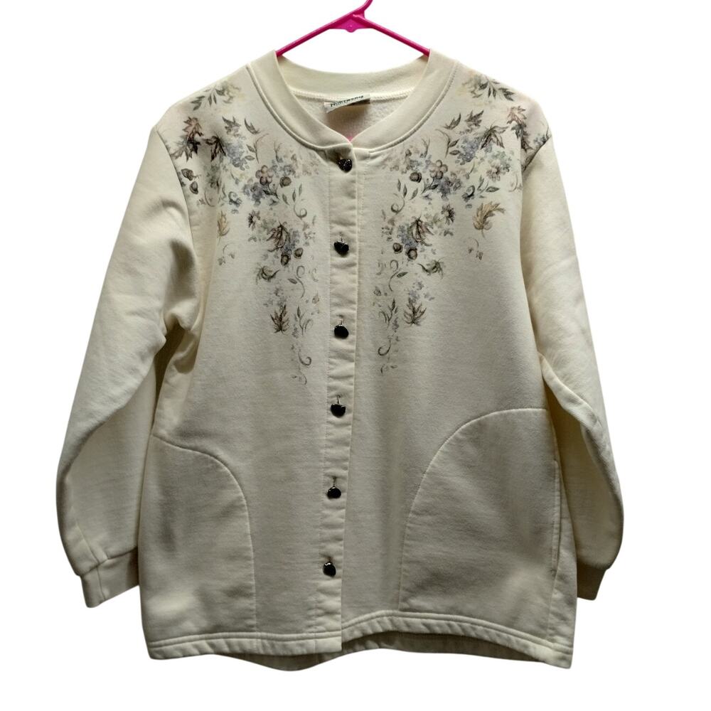 Vintage Northern Reflections Size Large (See MSRMNT) Floral Acorn Button Sweater